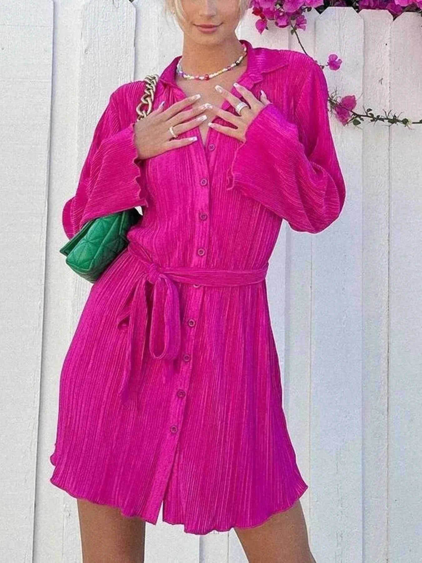 Printed Long Sleeve Mini Dress