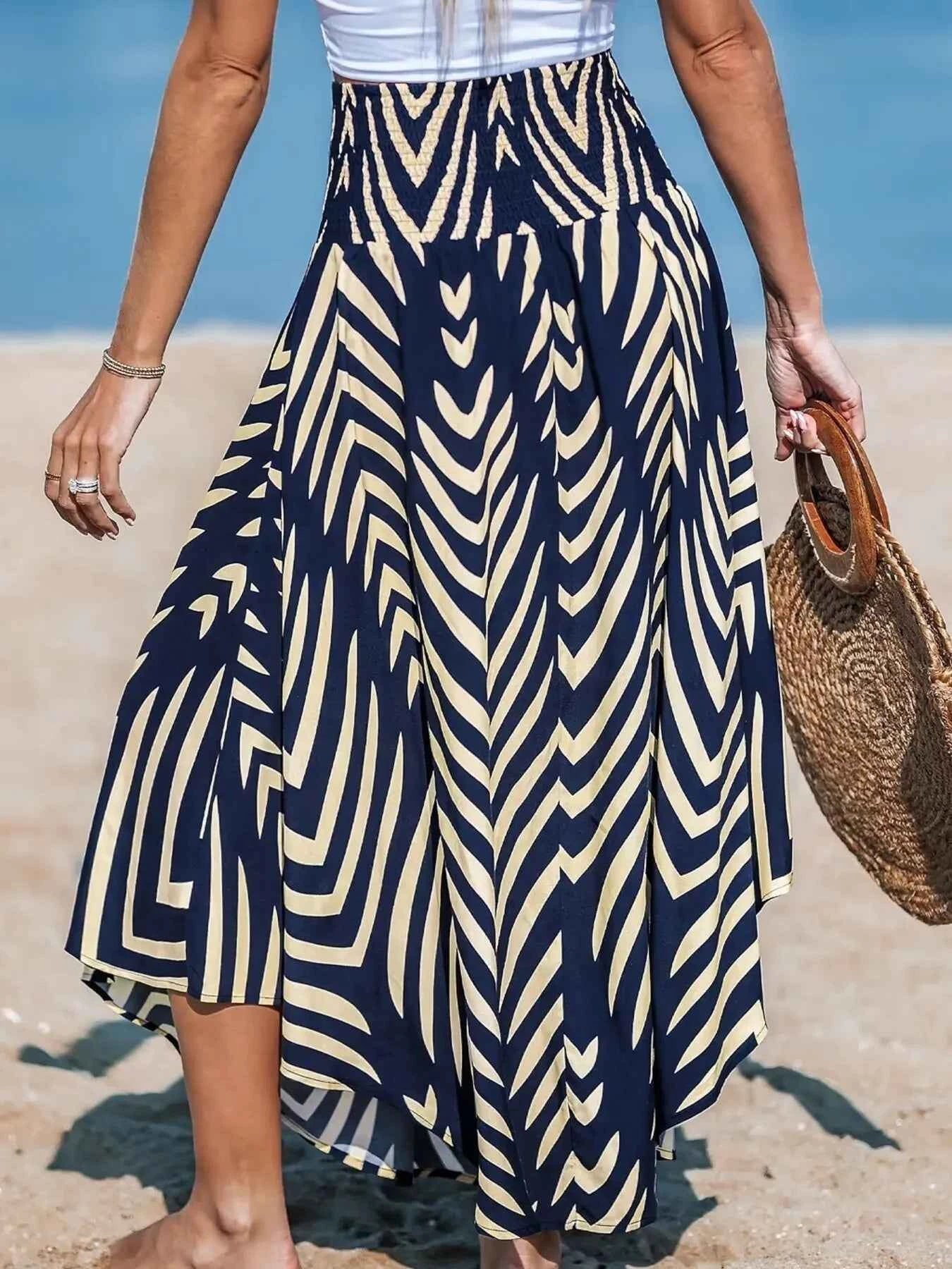 Printed High Waist Maxi Skirt