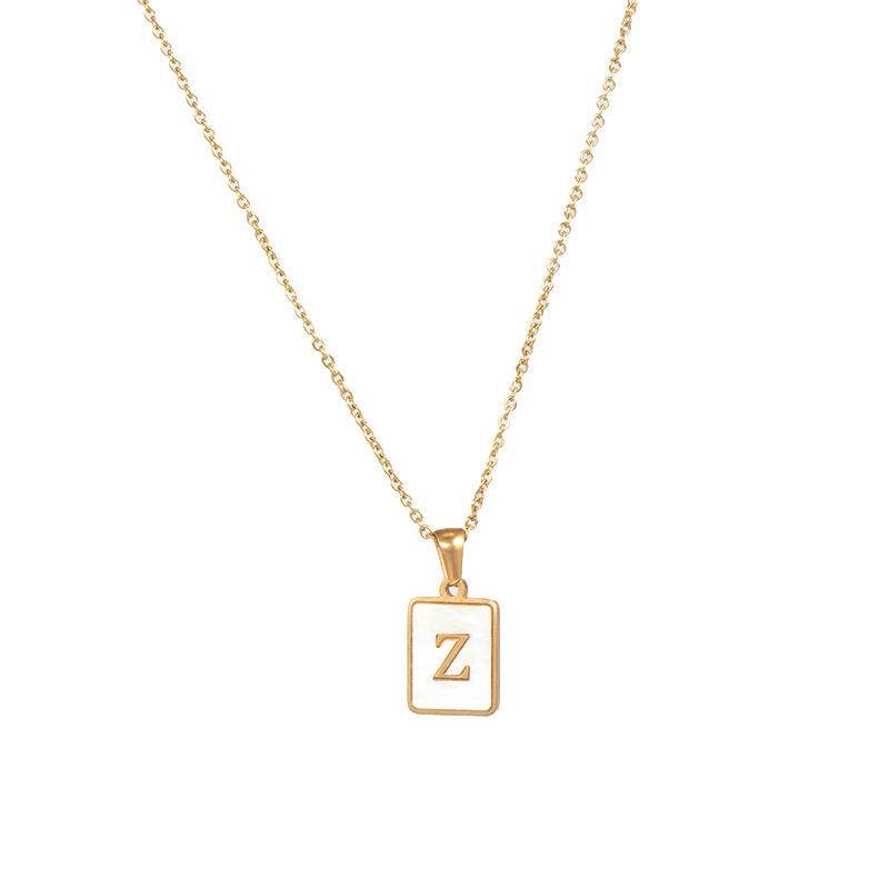 Square Initial 18K Gold-plated Stainless Steel Necklace