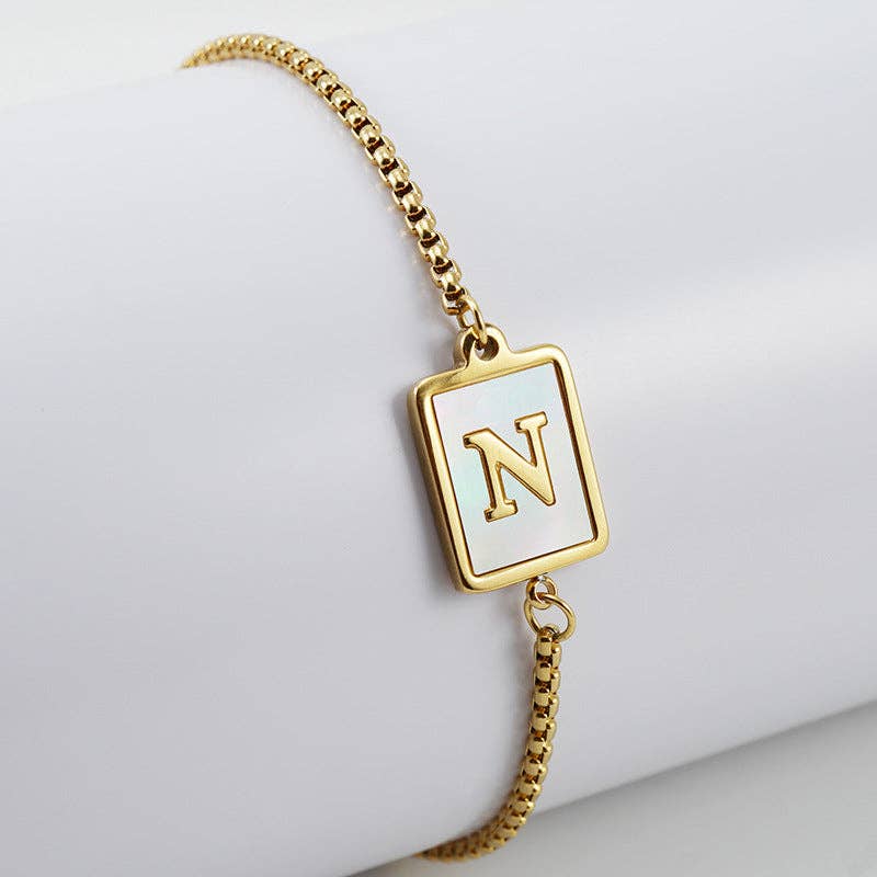 Gold-plated Shell Stainless Steel Initial Bracelets