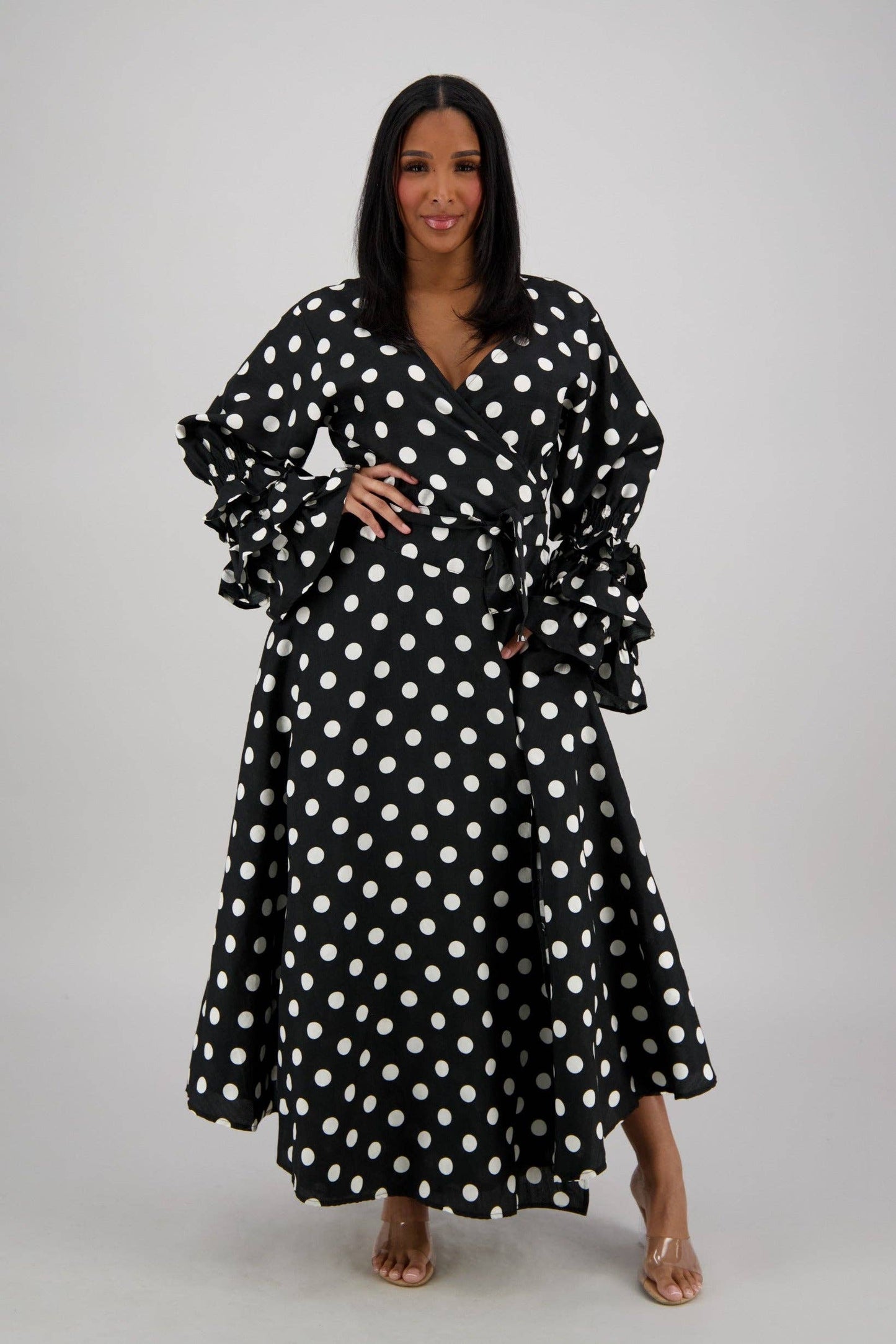 Polka Dot Wrap Dress (3 Colors) 241624-B090