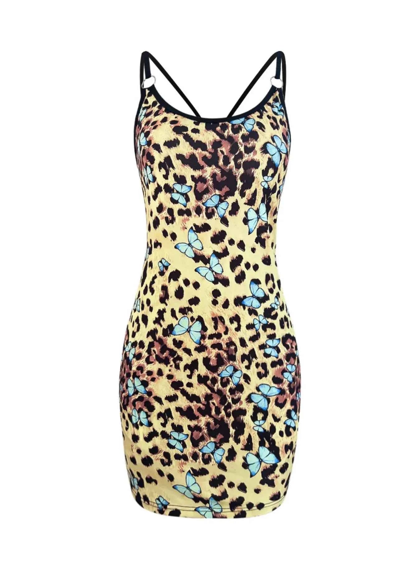Leopard Print Butterfly Mini Cami Dress