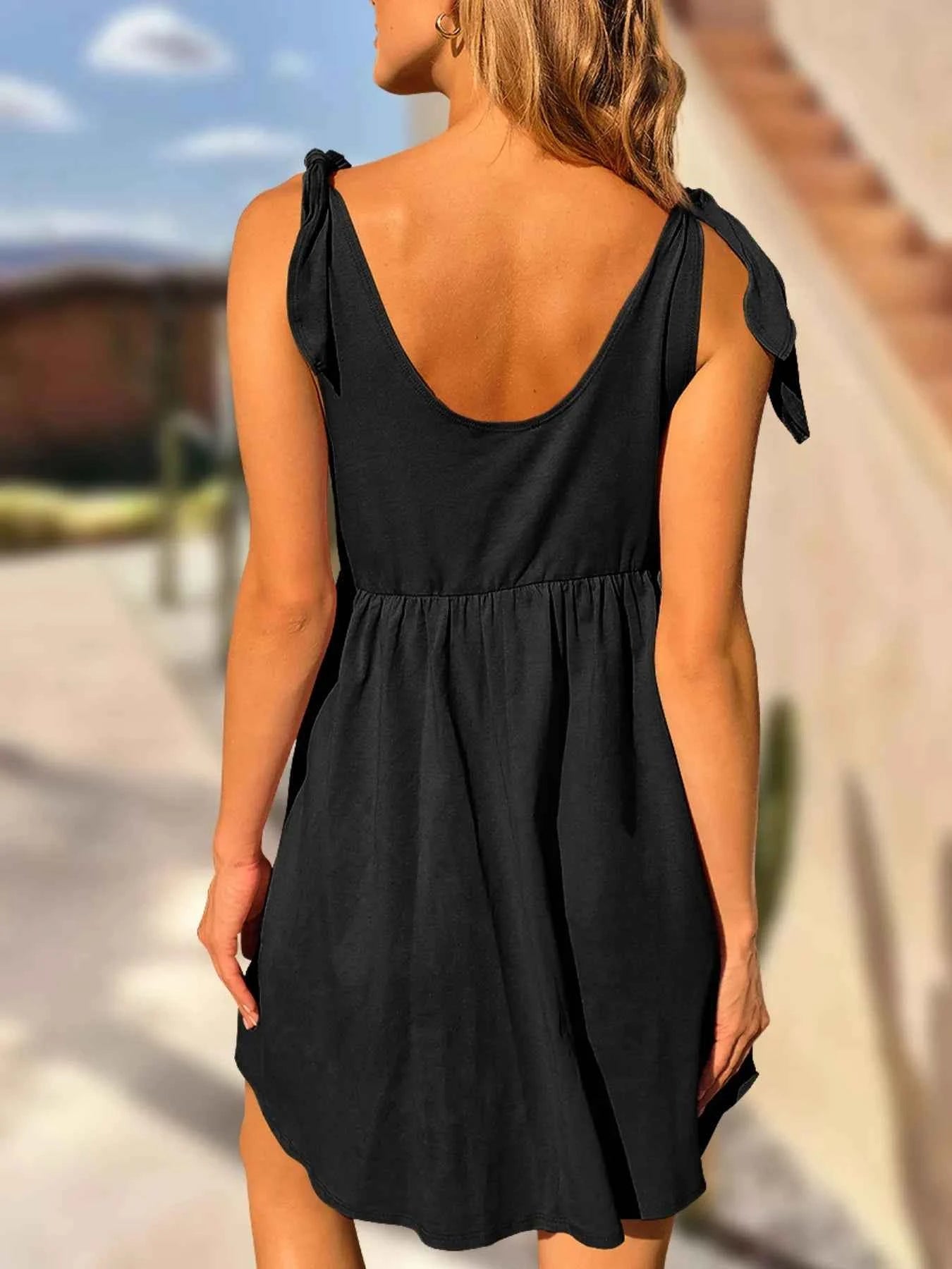 Tie-Shoulder Flowy Tank Dress