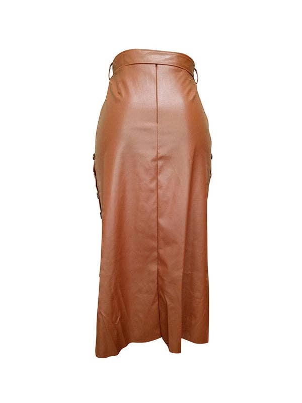 Brown leather skirt on a white background