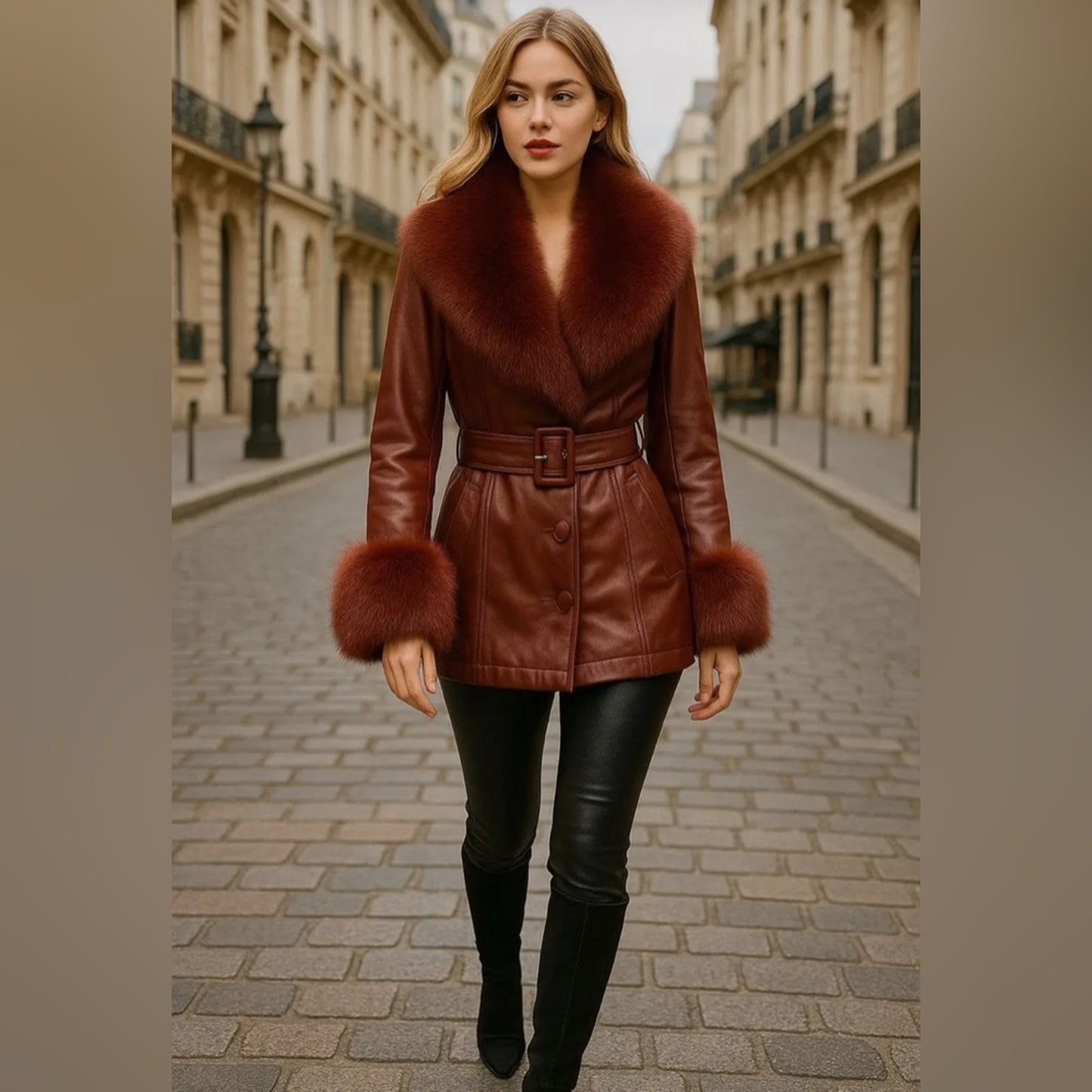 Elegant Black Fur-Trimmed Women's Jacket