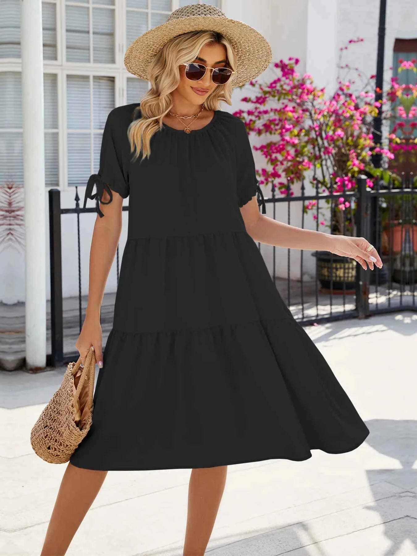 Tiered Round Neck Summer Dress