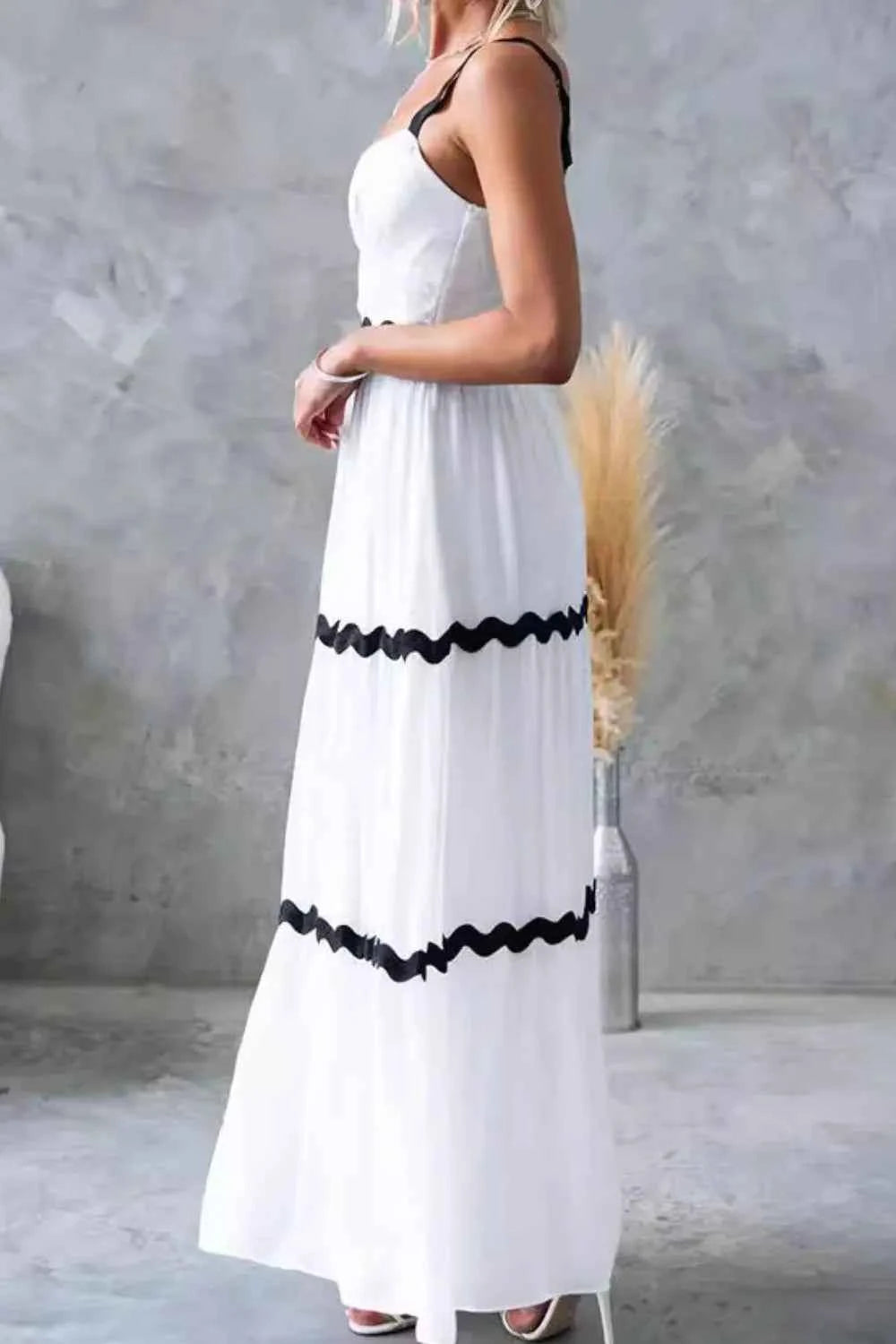Tiered Maxi Dress with Scalloped Trim