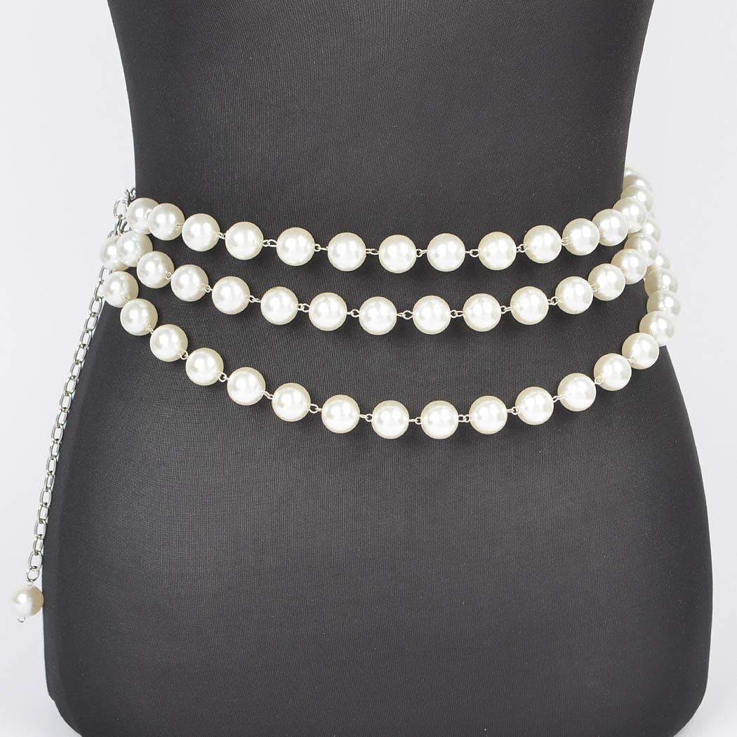 Multi Layered Pearl Chain Belt