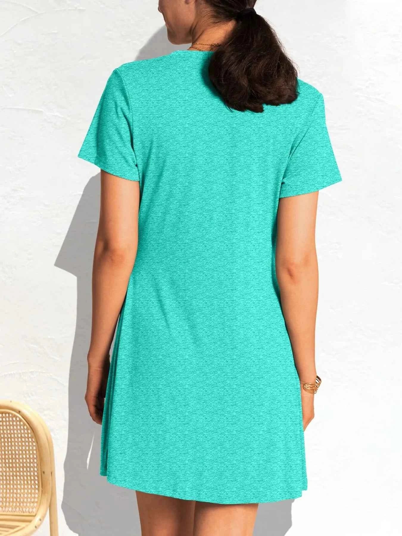 Ruched Short Sleeve Mini Tee Dress
