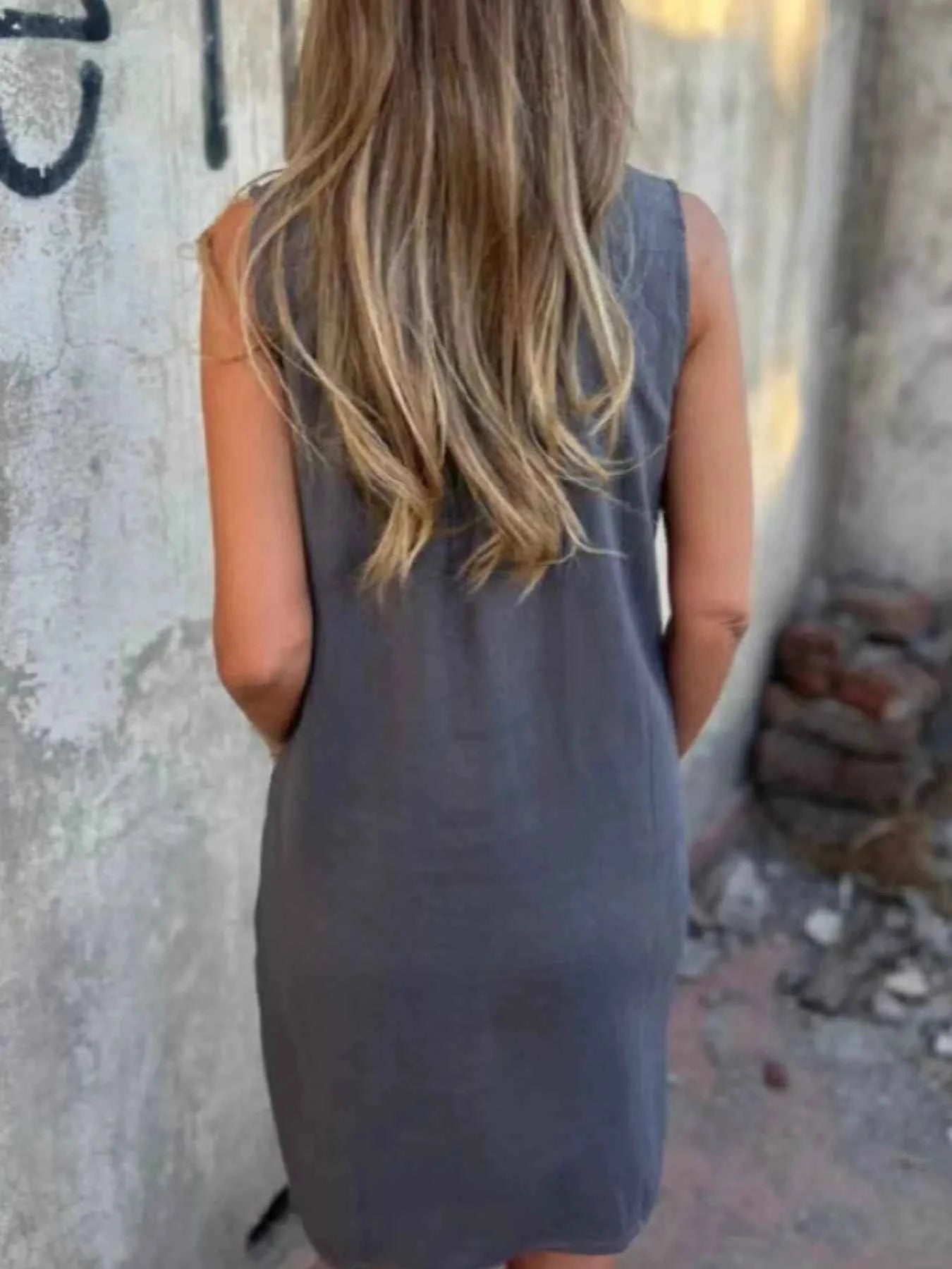 Full Size Notched Sleeveless Mini Dress Plus Size
