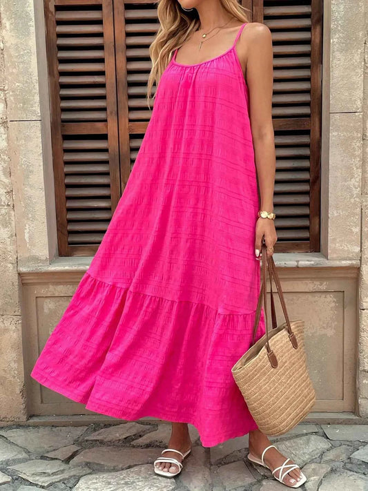 Scoop Neck Tiered Maxi Cami Dress