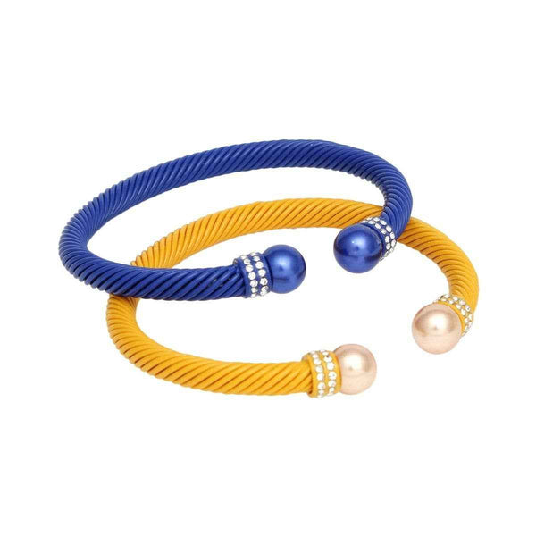 Sigma Gamma Rho Sorority 2 Pcs Blue Yellow Cable Bangles