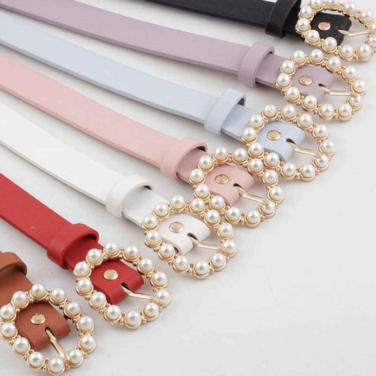 W 0.91"PEARL BUCKLE SLENDER BELT FOR DRESSES_CWABE0197