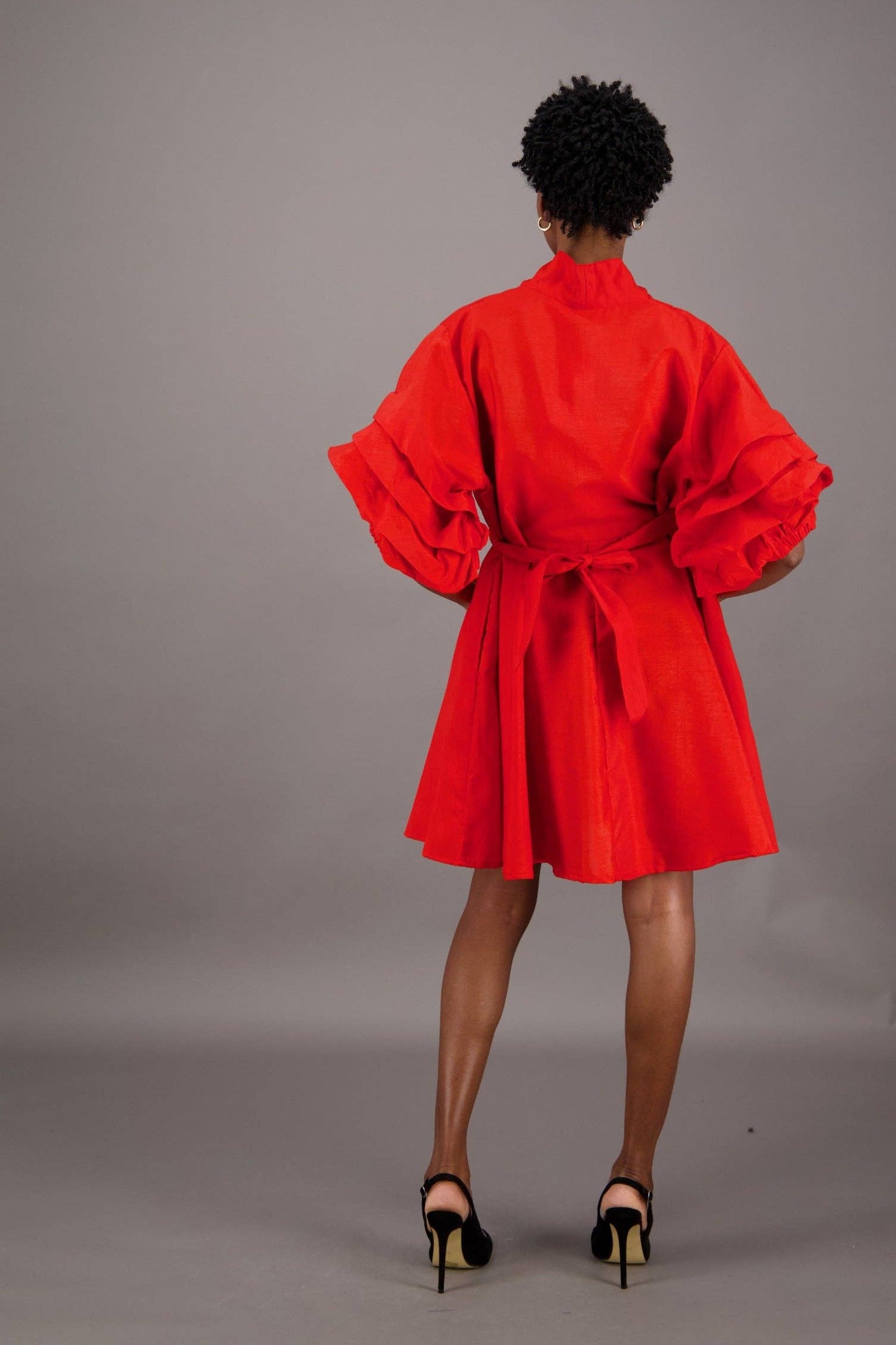 Black Satin Button-Up Flare Shirt Dress – Luxe Minimalist Elegance