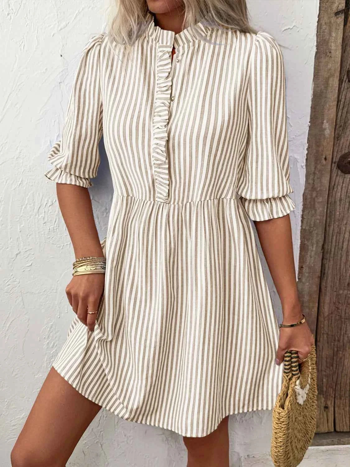 Striped Half Sleeve Dress