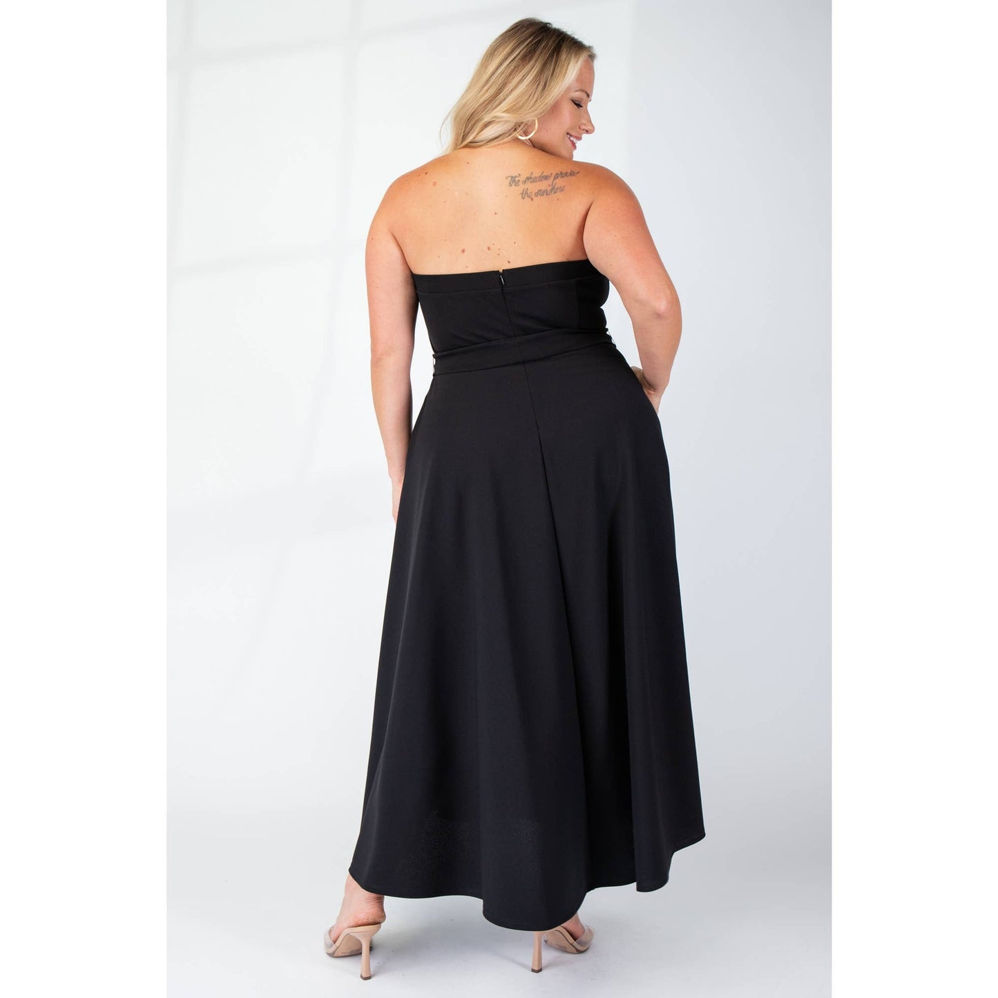 74555cd PLUS SIZE KNIT TUBE MAXI DRESS WITH SELF BELT