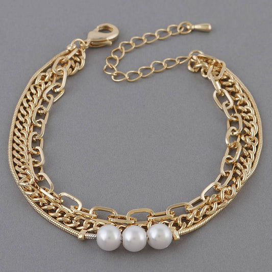 Multi Chain Pearl Bracelet