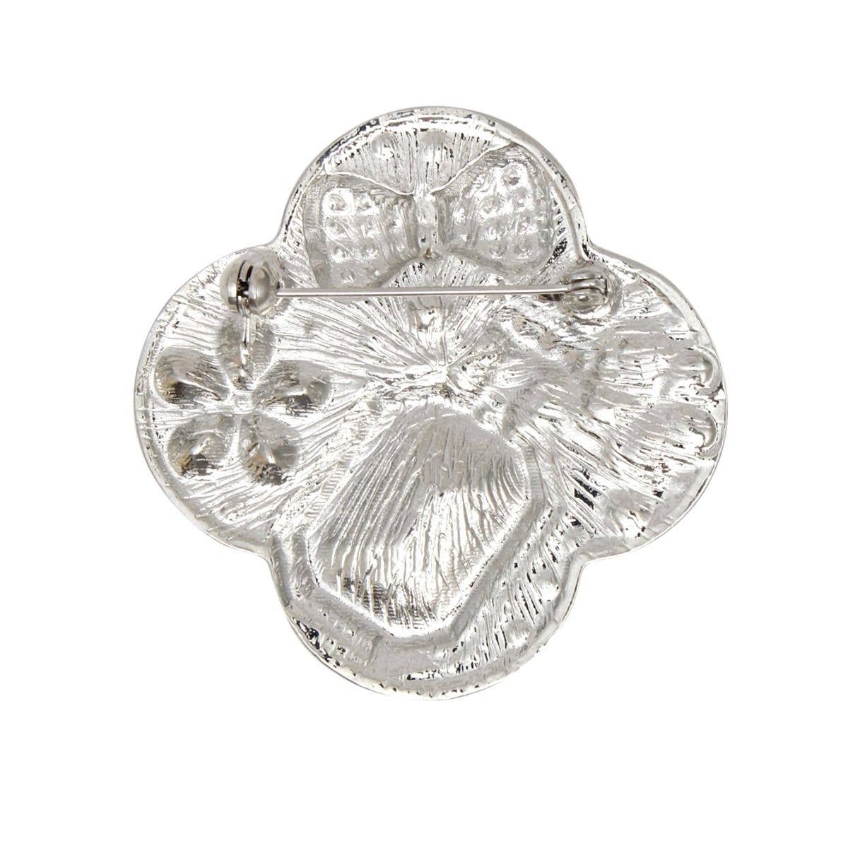 Brooch Couture Clover Red Glass Perfume Pin