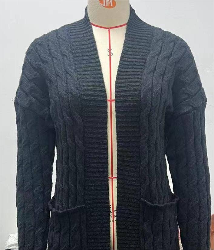 Multicolored Long coat knit cardigan