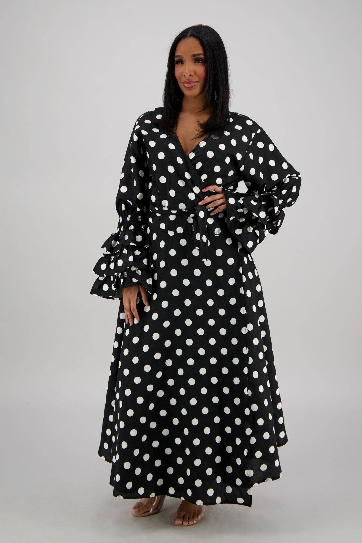 Polka Dot Wrap Dress (3 Colors) 241624-B090