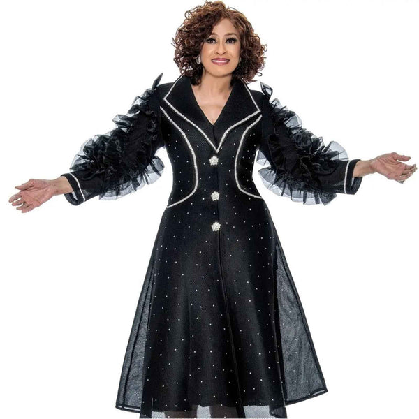 Dorinda Clark Cole Elegant Black Dress with Ruffled Sleeves DC309041