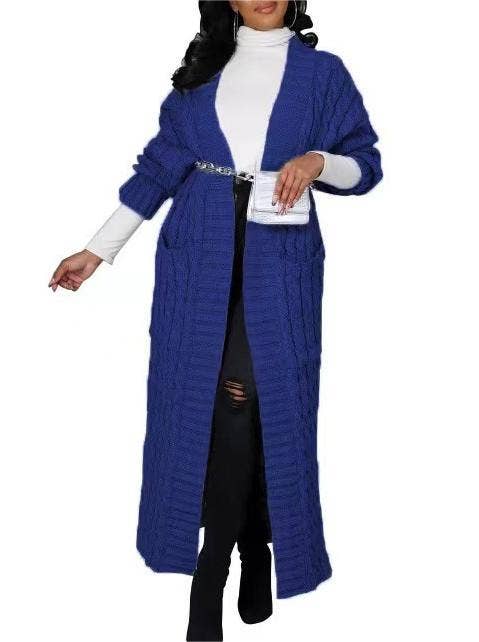 Multicolored Long coat knit cardigan