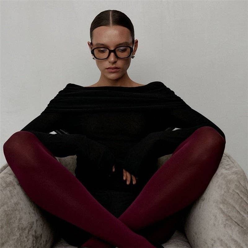 Solid Color One-Shoulder Slim-Fit Off-Shoulder Knitted Top