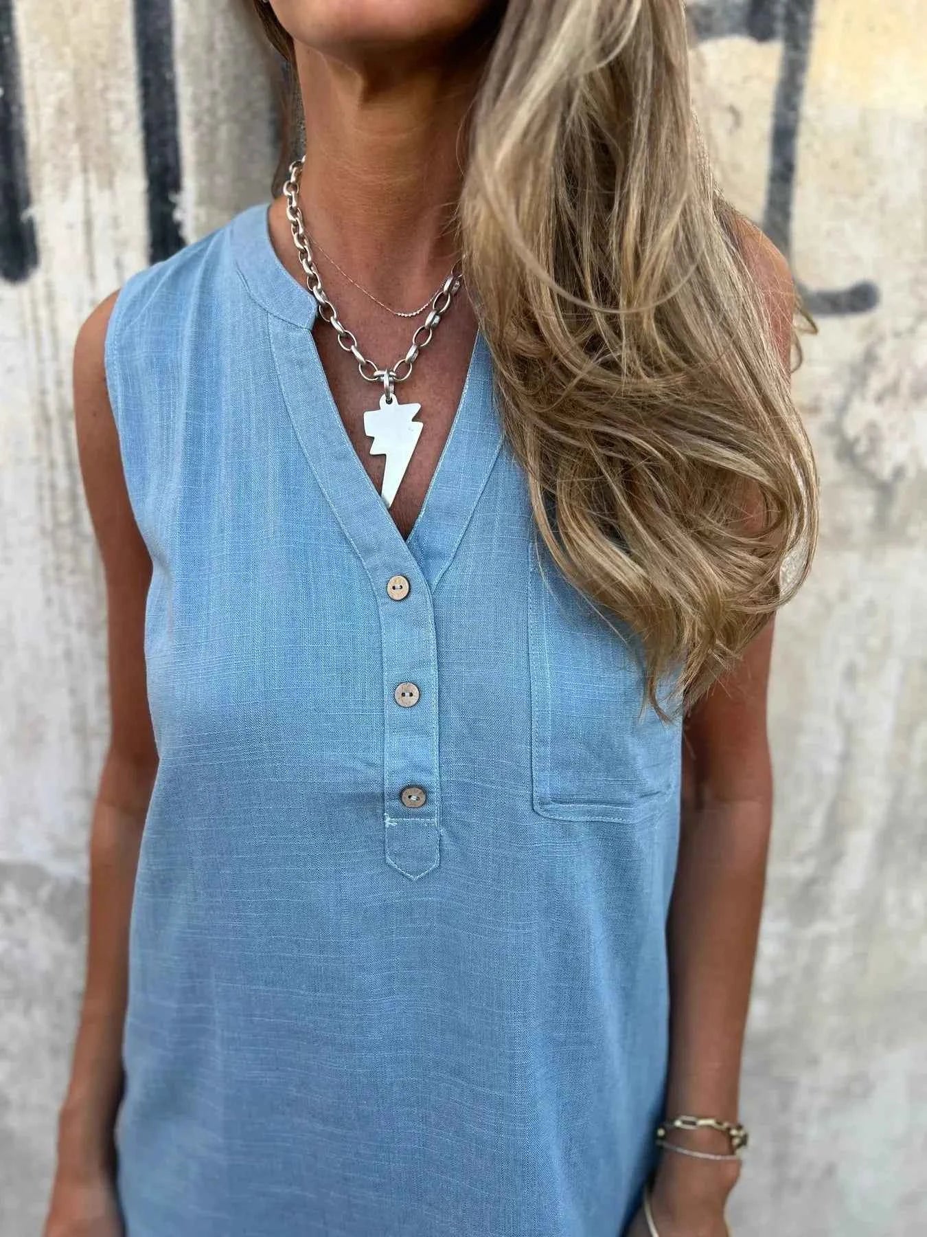 Full Size Notched Sleeveless Mini Dress Plus Size