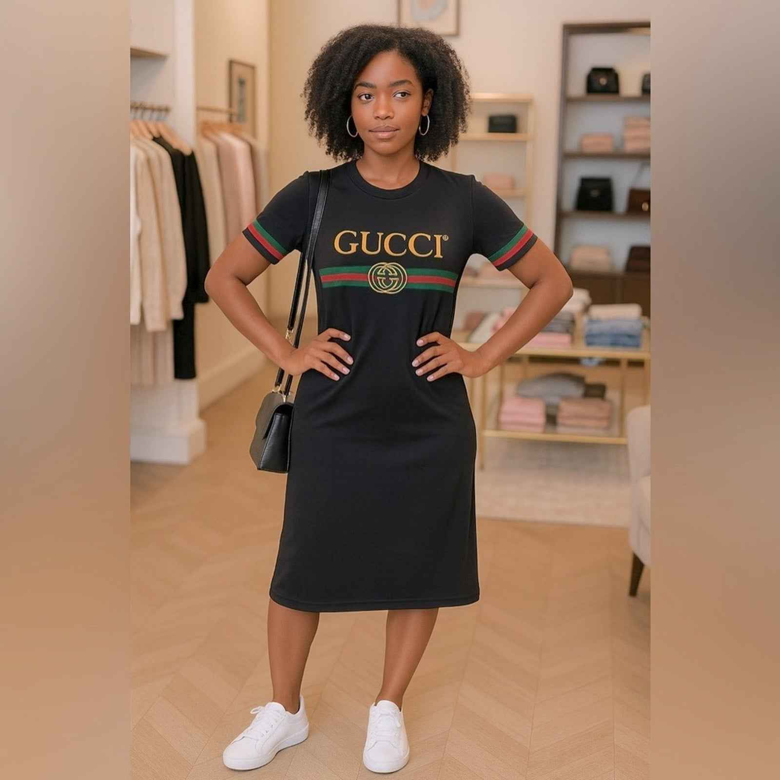 Purple Designer-Inspired Purple T-Shirt Dress with Iconic Stripe Detail (Copy)