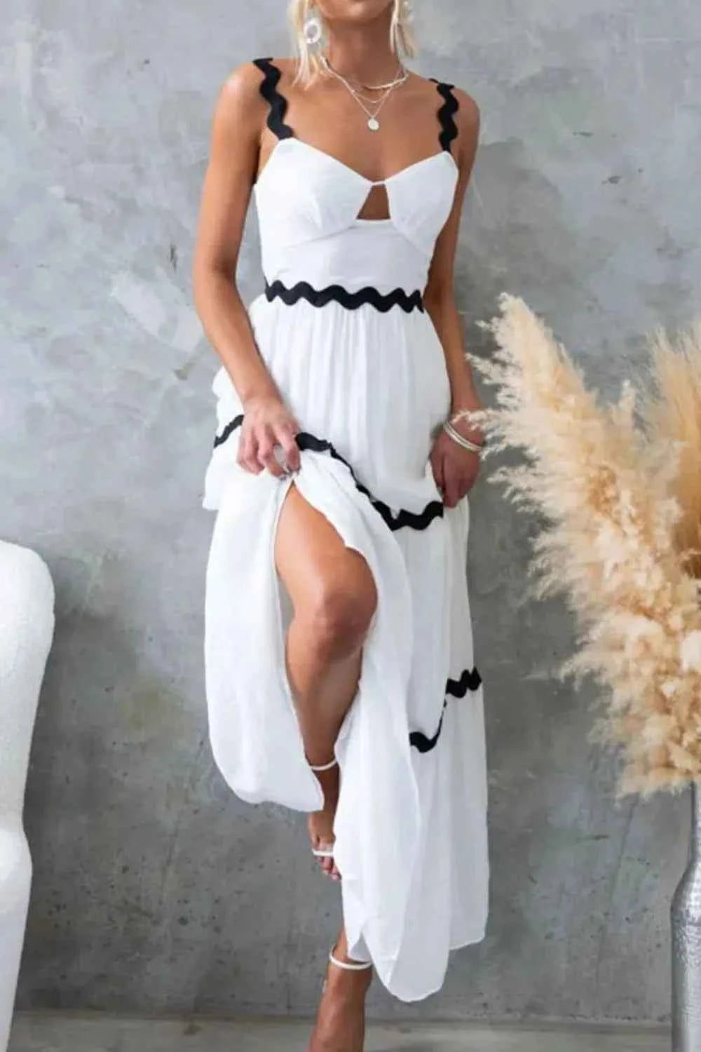 Tiered Maxi Dress with Scalloped Trim