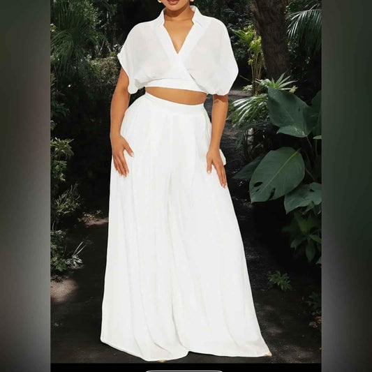 Chic White Wide Leg Jumpsuit