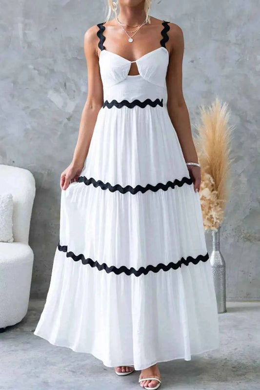 Tiered Maxi Dress with Scalloped Trim