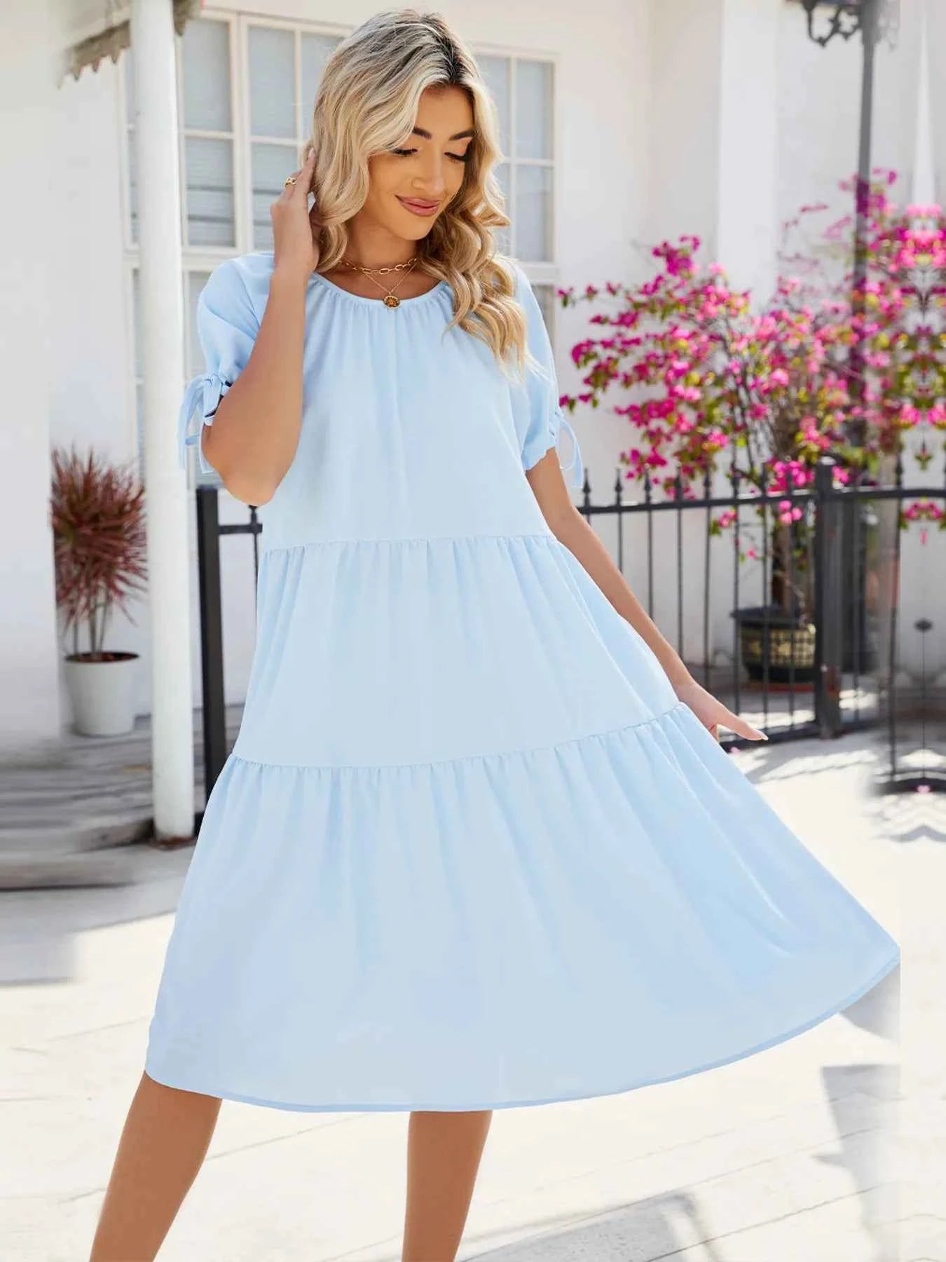 Tiered Round Neck Summer Dress