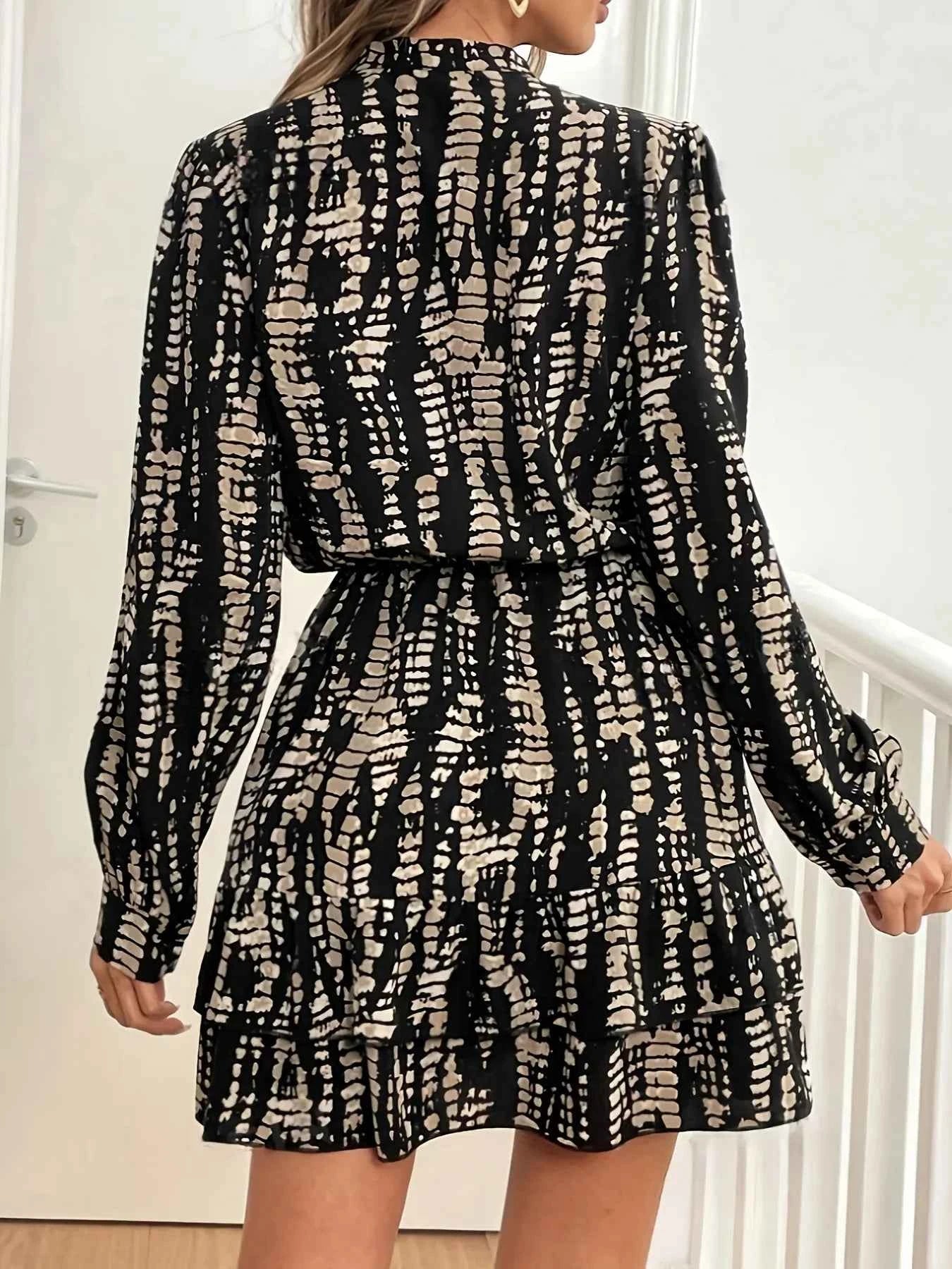 Tie-Dye Print Long Sleeve Mini Dress