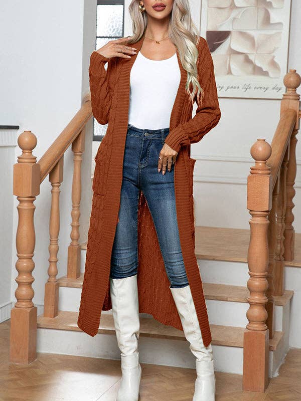 Solid Color Split-Joint Long Sleeves Loose Cardigan Coats