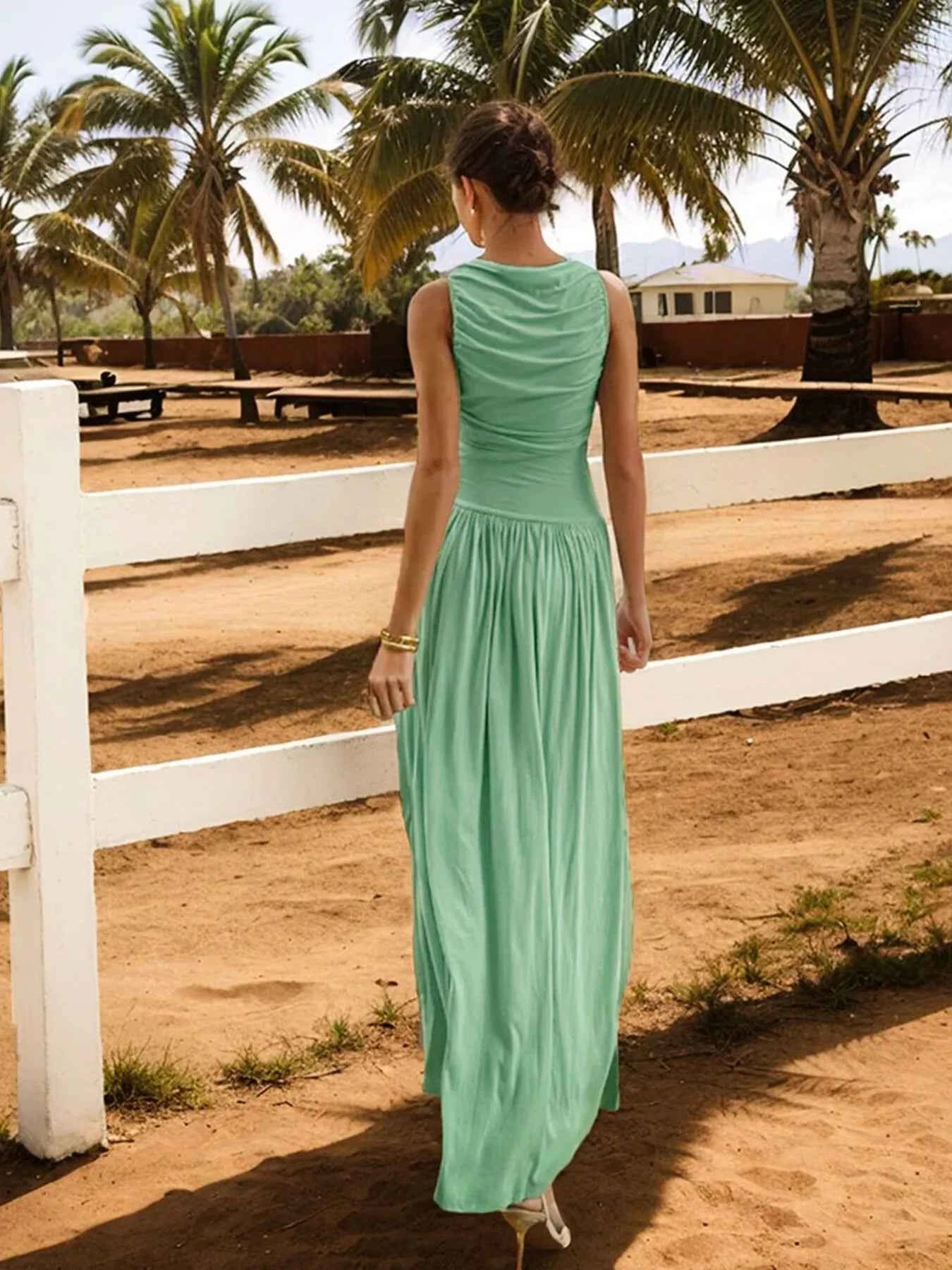 Ruched Sleeveless Maxi Dress