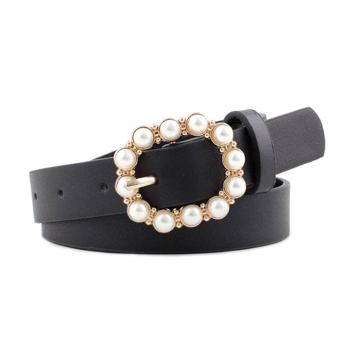 "PEARL BUCKLE SLENDER BELT FOR DRESSES