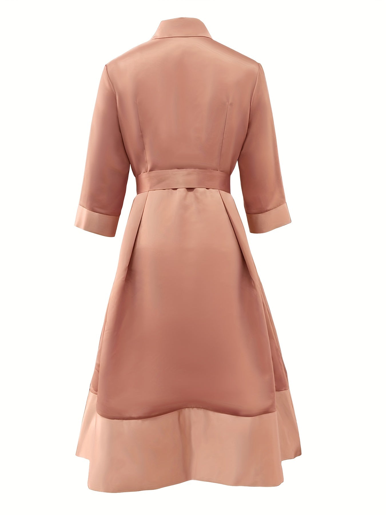 Elegant Slimming Solid Color Shirt Dress with Pockets