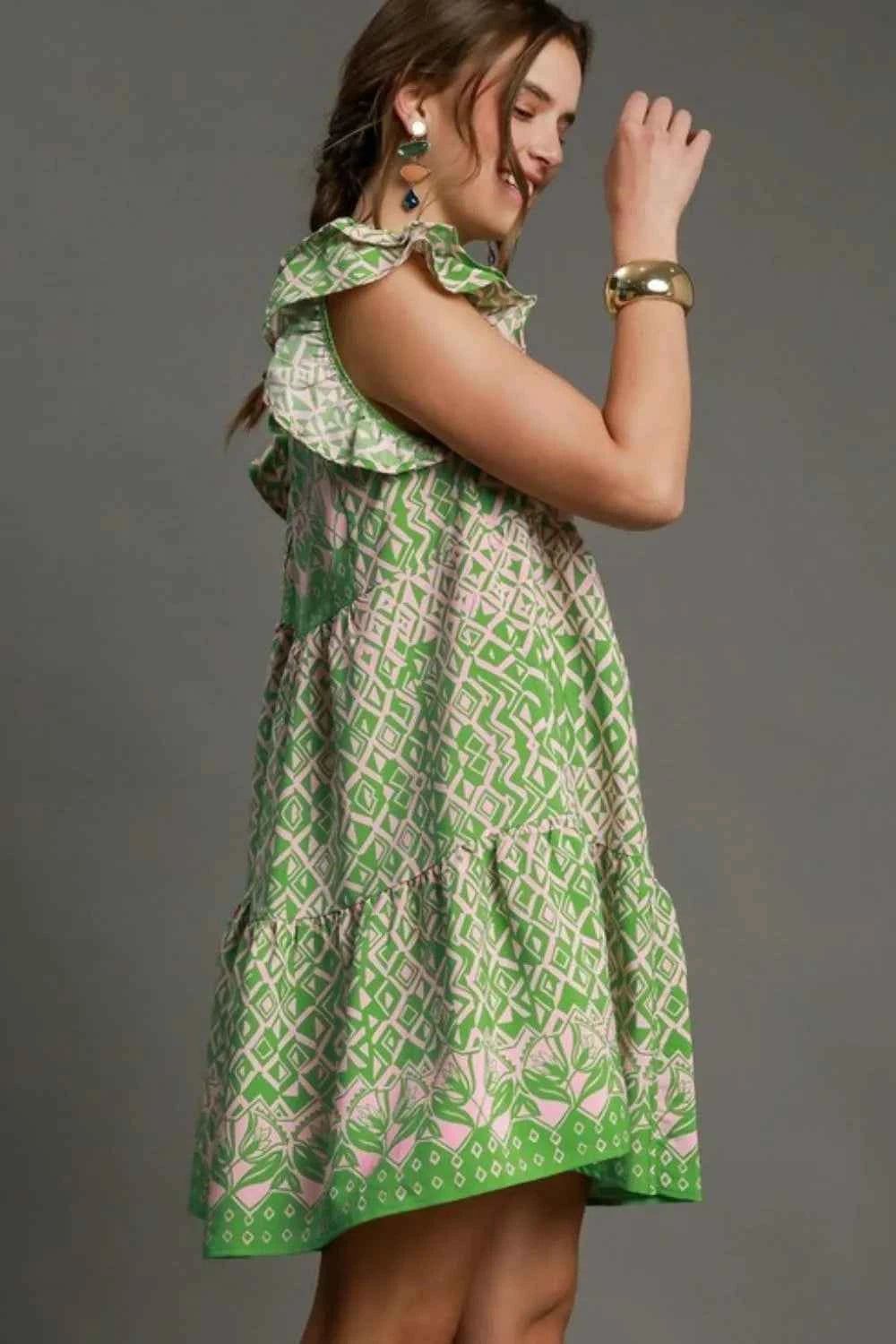 Umgee Full Size Mixed Print Mini Dress Plus Size