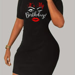 Load image into Gallery viewer, Birthday T-shirt Dress, Casual Crew Neck Short Sleeve Dress
