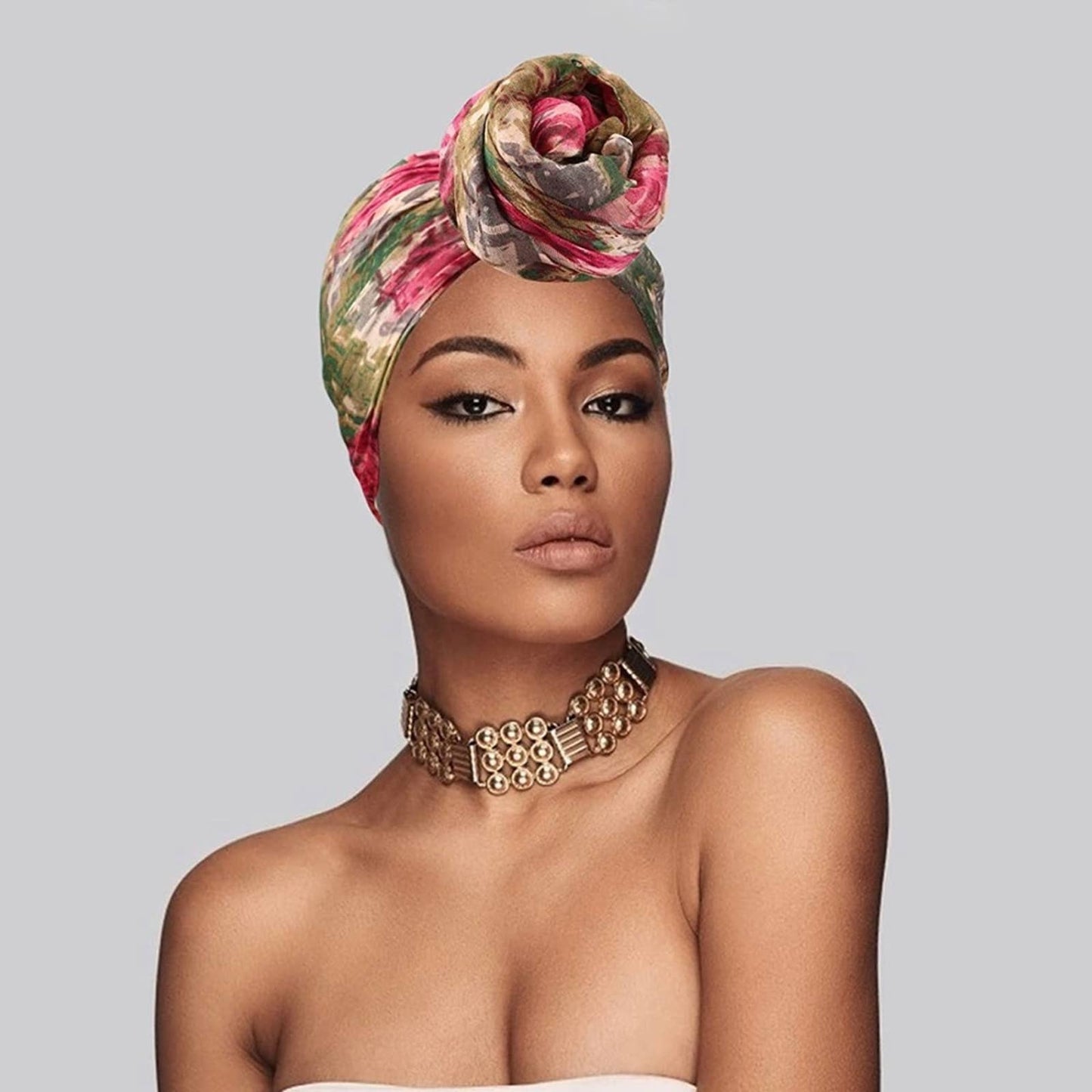Orange Flower Print Turban Head Wraps - Passion of Essence Boutique