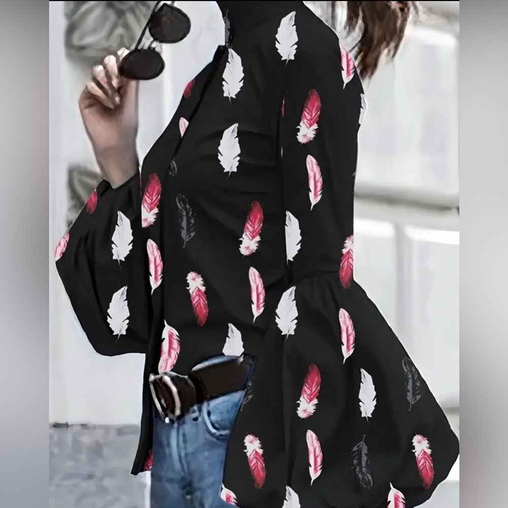 Elegant Black Blouse with Statement Sleeves