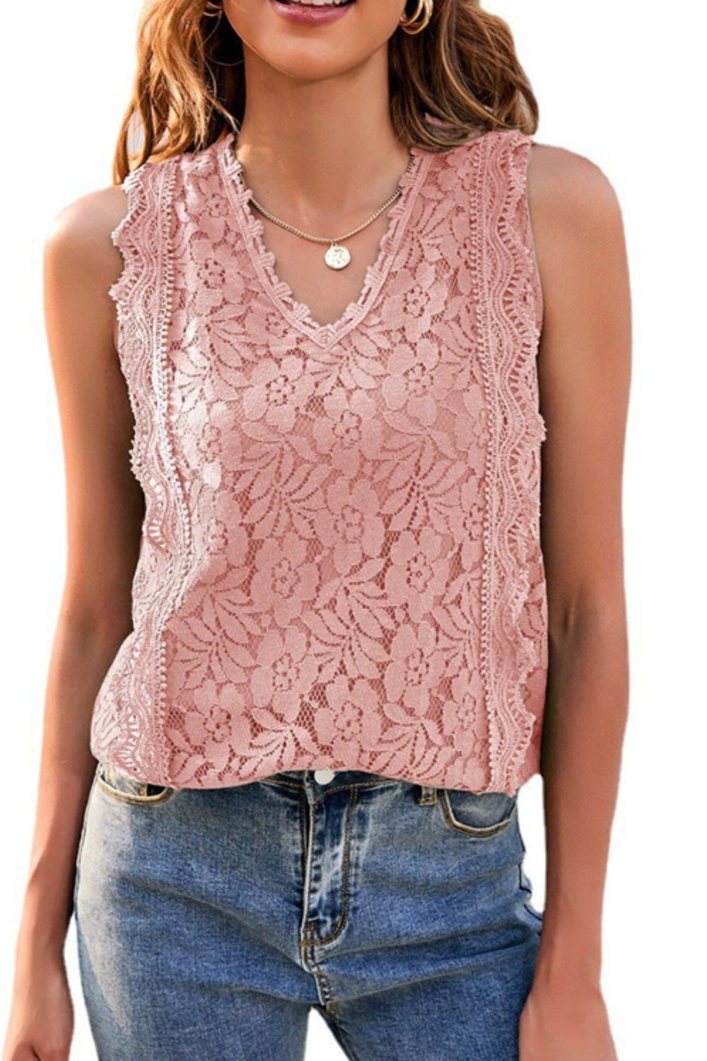 Lace V-Neck Tank - Passion of Essence Boutique