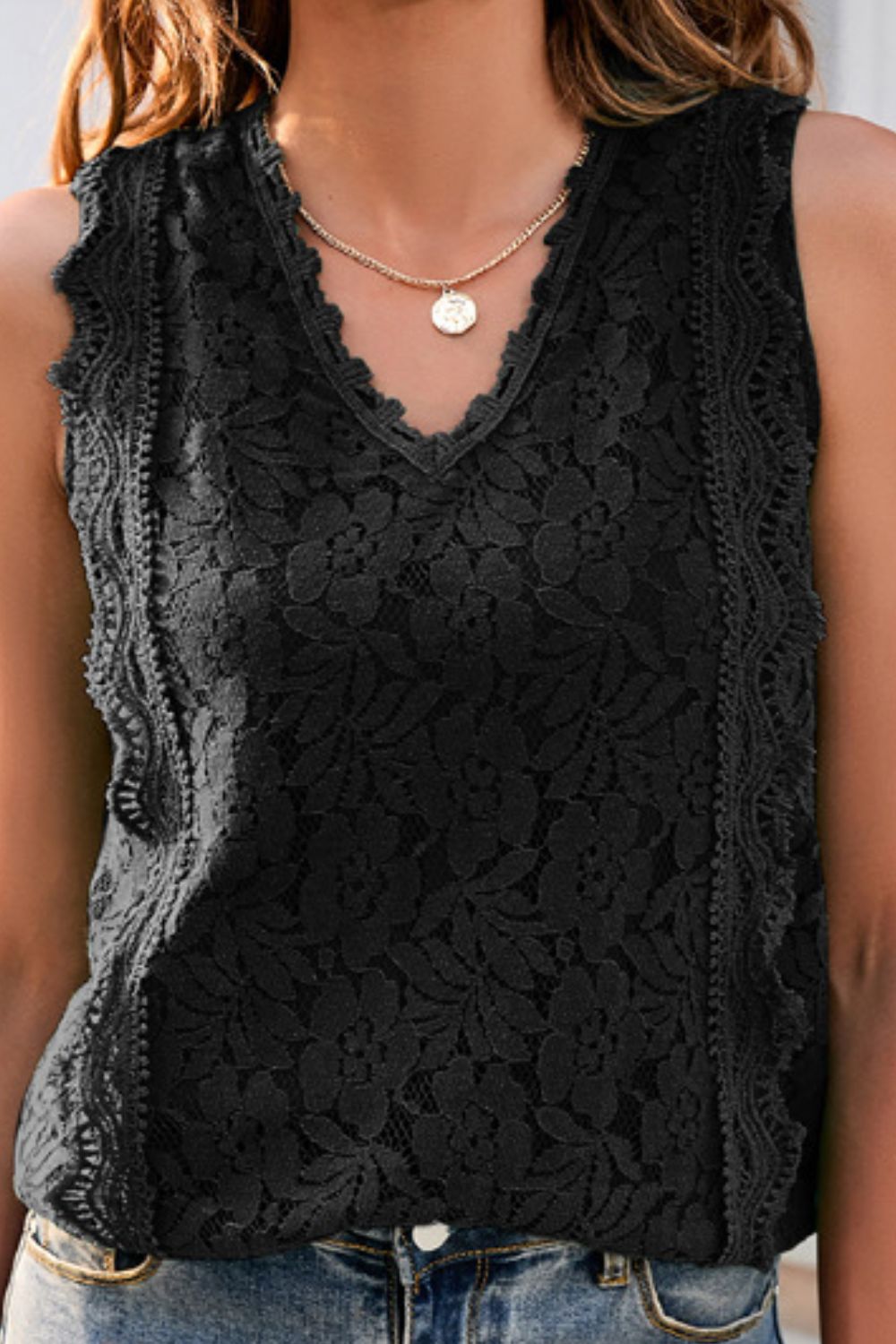 Lace V-Neck Tank - Passion of Essence Boutique