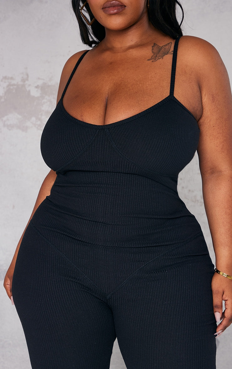 Plus Oatmeal Seam Detail Rib Jumpsuit - Passion of Essence Boutique