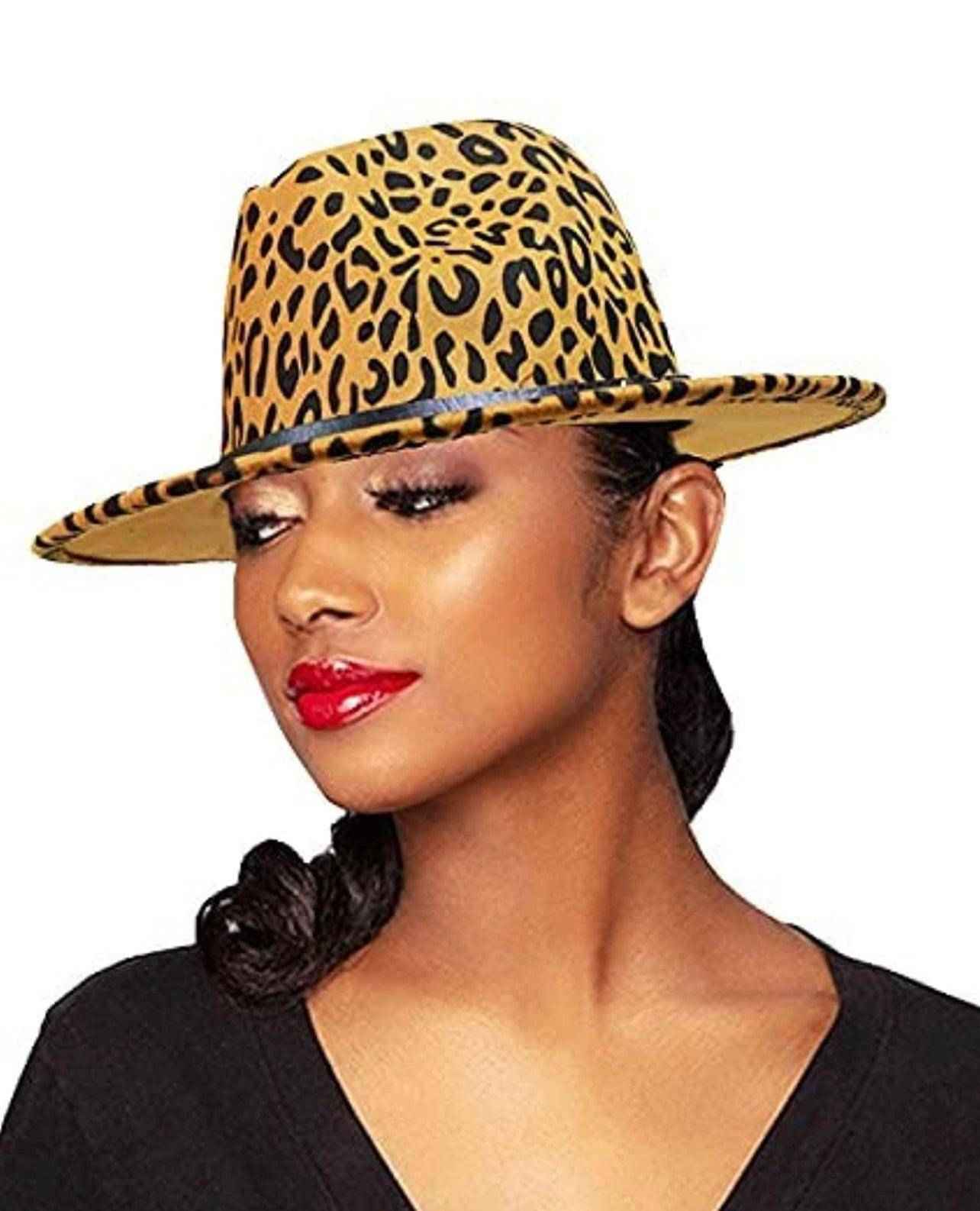 Felt Fedora Hat Women's Classic Hat Wide Brim Jazz Hat with Belt Buckle