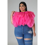 Load image into Gallery viewer, PLUS SIZE RUFFLE TULLE CROP TOP BLOUSE
