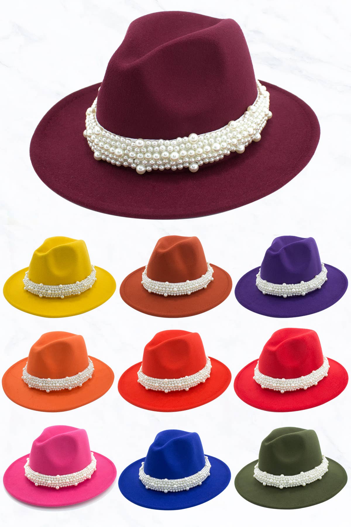 New Style Fashion Fedora Jazz Hat with Wide Pearl Belt