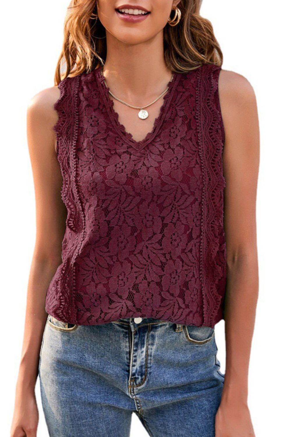 Lace V-Neck Tank - Passion of Essence Boutique