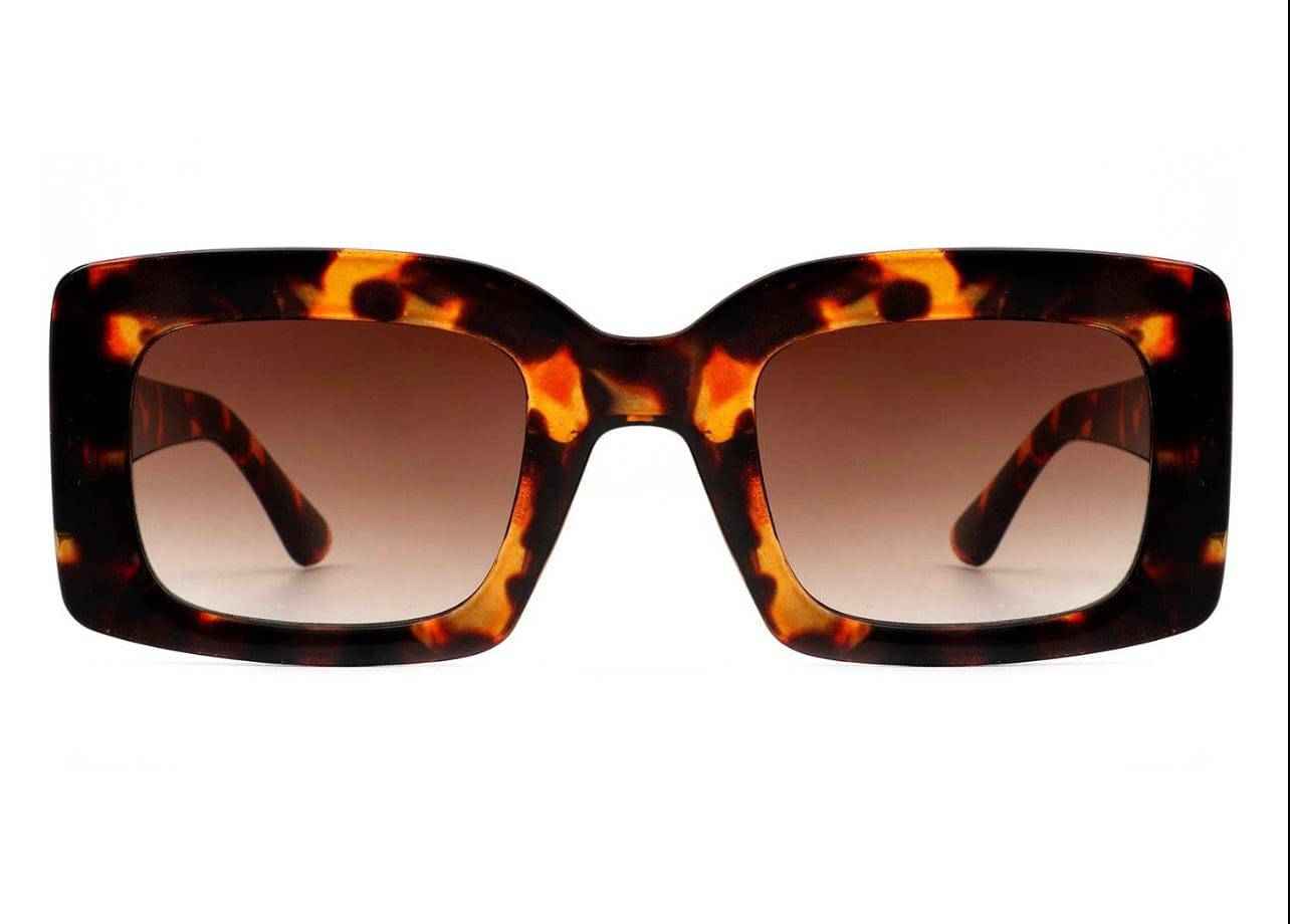 Retro Square Vintage Bold Brown Fashion Sunglasses